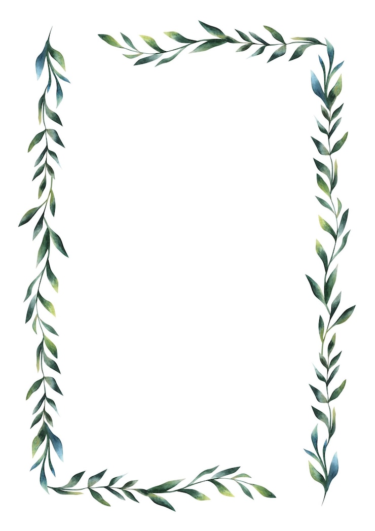 Photo carte design floral vert aquarelle feuilles cadre décoratif vert botanique rectangle horizontal