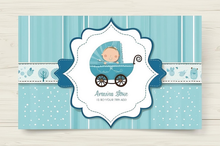 Photo carte de douche pour bébé garçon carte d'arrivée avec une place pour votre texte