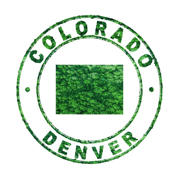 Carte du Colorado Timbre postal Développement durable Concept d'émission de CO2