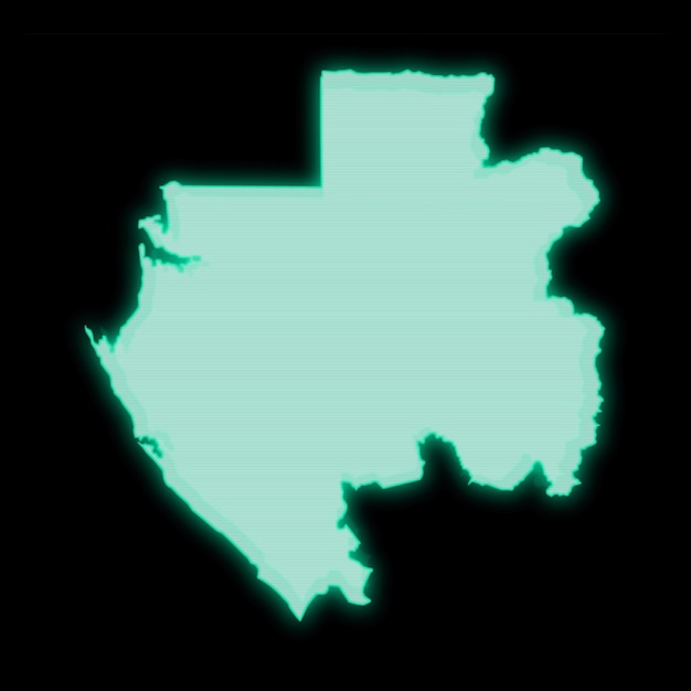 Carte du Gabon vieil ordinateur vert