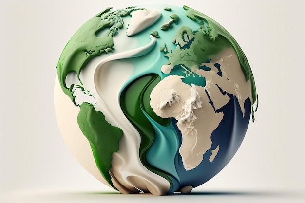 Carte du globe abstrait 3d isolée sur fond blanc Concept de la journée mondiale de la Terre AI générative