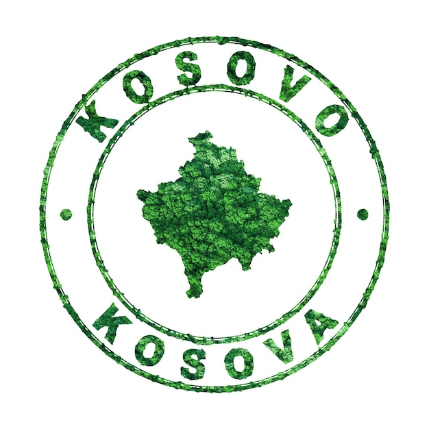 Carte du Kosovo Timbre postal Développement durable Concept d'émission de CO2