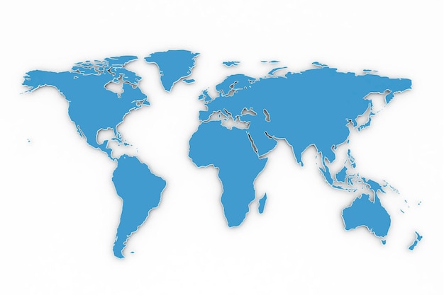 Carte du monde en 3D bleu et blanc