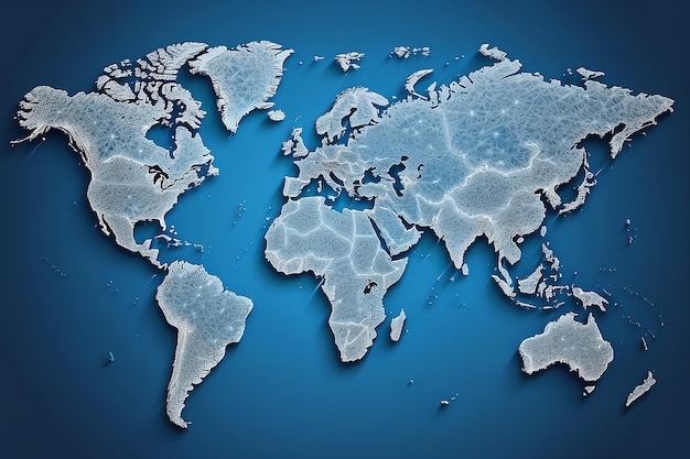Carte du monde abstraite en bleu