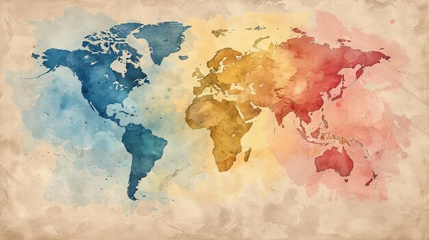 Photo carte du monde en aquarelle illustration moderne