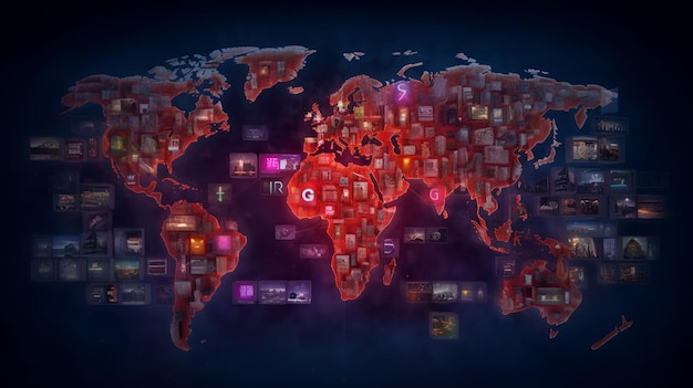 carte du monde arafée avec de nombreuses images différentes de personnes IA générative