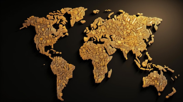 Une carte du monde faite de crackers