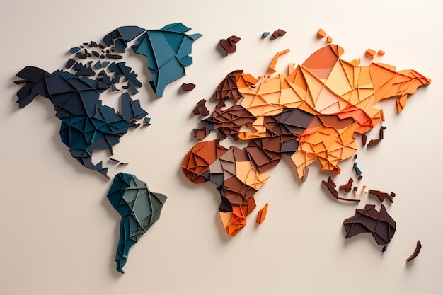 Photo carte du monde faite avec des polygones