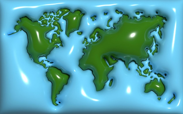 Carte du monde sur fond bleu illustration de rendu 3D