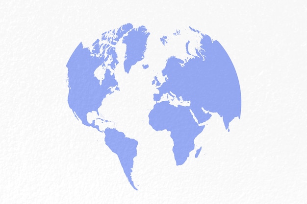 Carte du monde sur fond bleu pastel