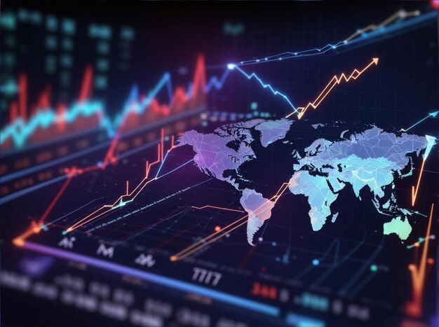 une carte du monde avec un graphique montrant la carte du monde