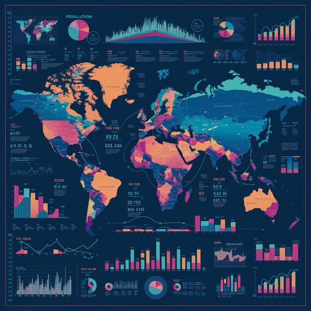 Photo une carte du monde avec les mots 