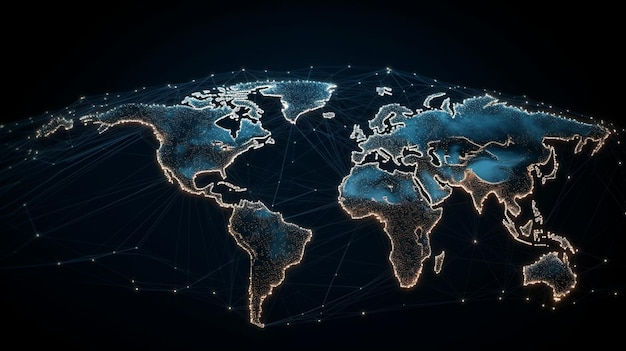 Une carte du monde avec les mots global