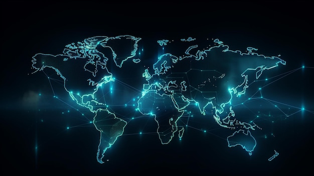 Une carte du monde avec les mots réseau mondial dessus