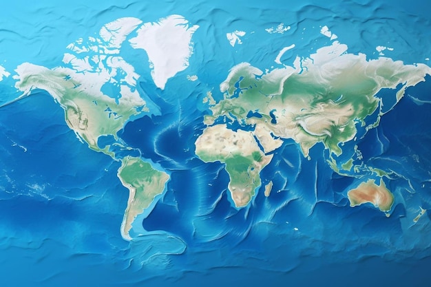 une carte du monde avec le nom du monde dessus