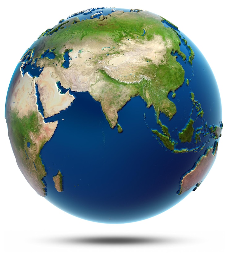 Photo carte du monde océan indien rendu 3d