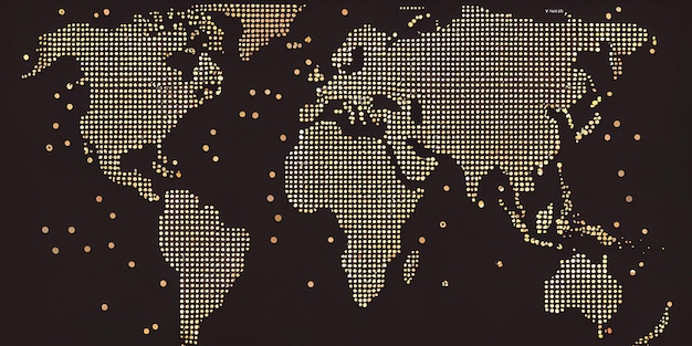 Photo carte du monde en pointillé