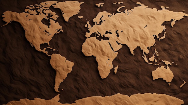 Carte du monde avec la texture du sol séché