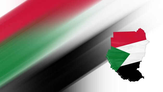 Carte du Soudan, carte du drapeau, fond de couleurs nationales