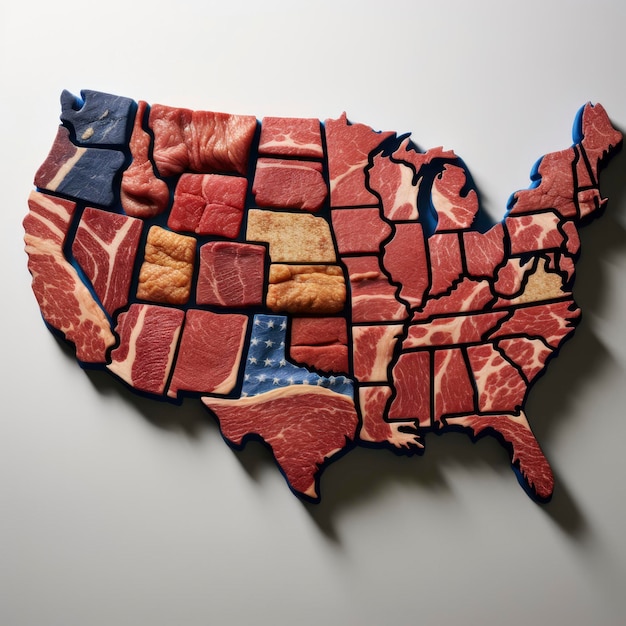 Photo une carte des états-unis faite à partir de bacon