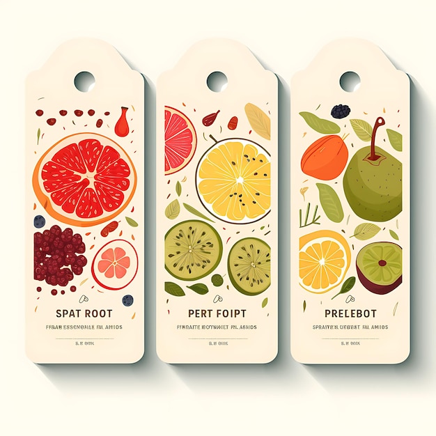 Carte d'étiquette de magasin de fruits biologiques colorée Carte détiquette en papier recyclé Style d'aquarelle de croquis circulaire
