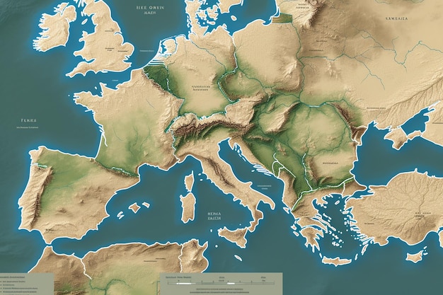 Photo une carte de l'europe montrant le continent européen.