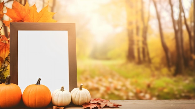 Carte de fête d'automne du jour de Thanksgiving avec des citrouilles