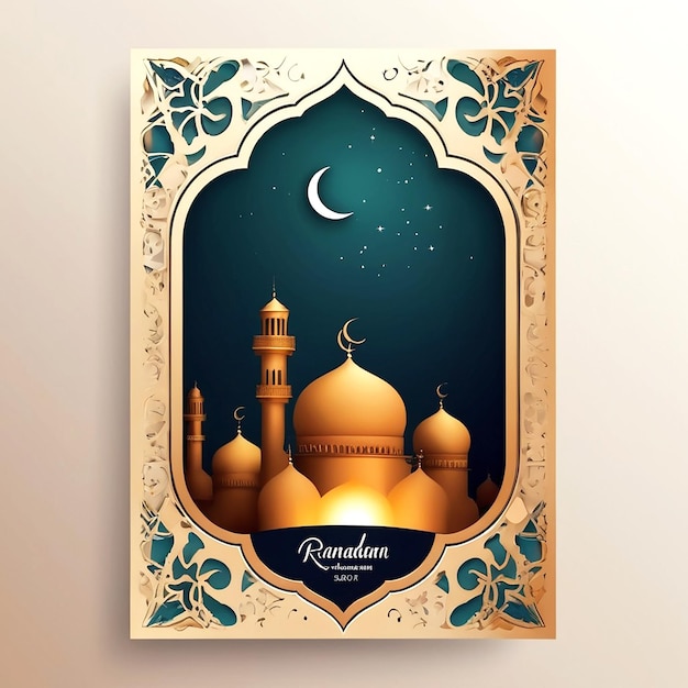 Carte de fête décorative élégante du Ramadan Kareem