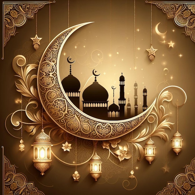 Une carte de fête décorative élégante de Ramadan Kareem