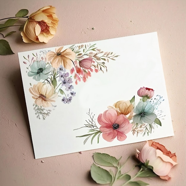 Carte de fête des mères coeur Carte avec fleurs Floral