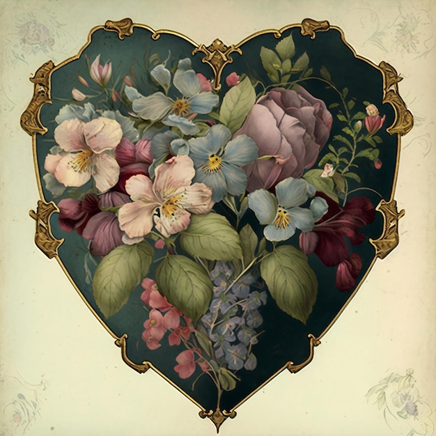 Carte de fête des mères coeur Carte avec fleurs Floral