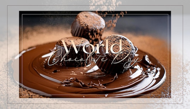 Photo carte de fond de chocolat affiche imprimable journée mondiale du chocolat