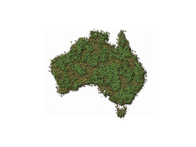 carte de la forêt verte de l'Australie, carte de l'Australie sur fond blanc, Sauvez la nature, l'environnement,