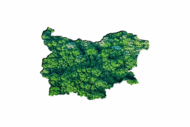 Carte de la forêt verte de la Bulgarie, sur fond blanc