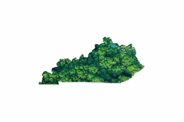 Carte de la forêt verte du Kentucky, sur fond blanc