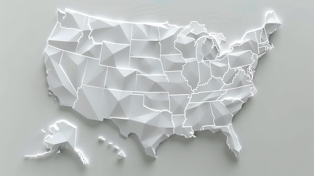 Carte géométrique de style poly bas des États-Unis sur un fond gradient