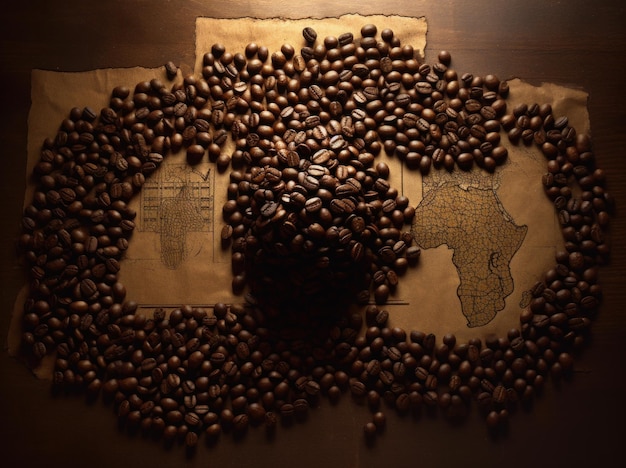 Une carte des grains de café avec les mots grains de café dessus