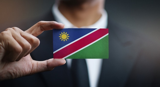 Carte de holding homme d&#39;affaires du drapeau de la Namibie