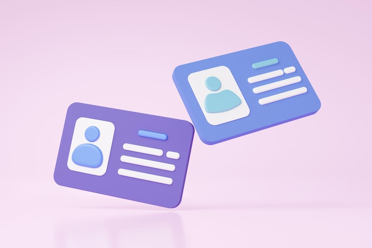 carte d'identité homme et femme rendu en 3D