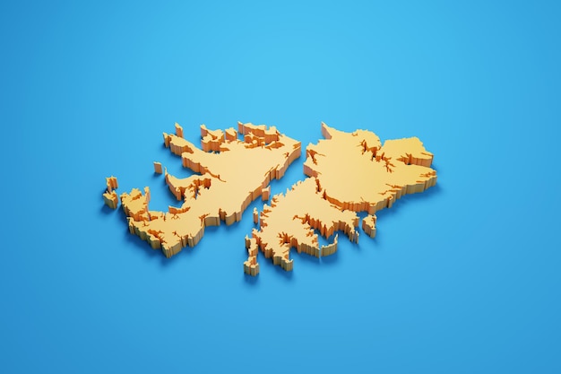 Photo carte des îles falkland en illustration 3d en trois dimensions