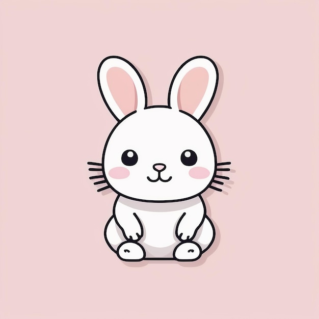 Photo carte d'illustration du lapin kawaii conception vectorielle simple et mignonne