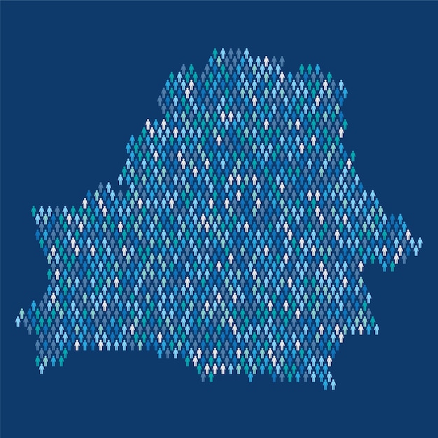 Carte infographique de la population de la Biélorussie réalisée à partir de personnes en forme de bâton