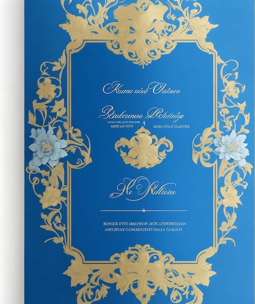 Photo carte d'invitation bleue élégante