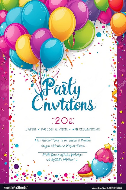 Carte d'invitation à une fête d'anniversaire avec un espace vide pour le texte