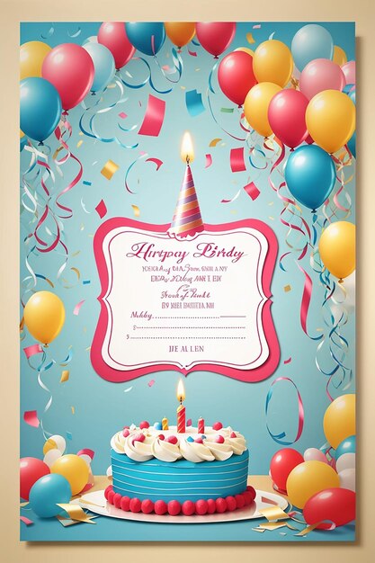 Photo carte d'invitation à une fête d'anniversaire avec un espace vide pour le texte