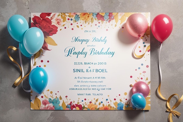 Photo carte d'invitation à une fête d'anniversaire avec un espace vide pour le texte