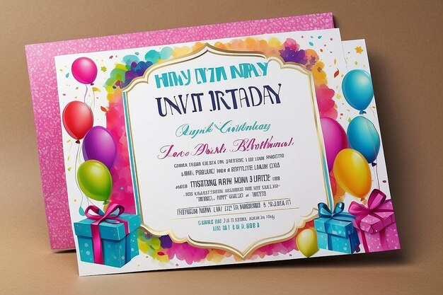 Photo carte d'invitation à une fête d'anniversaire avec un espace vide pour le texte