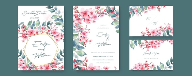 carte d'invitation de mariage avec un beau design de fleurs roses