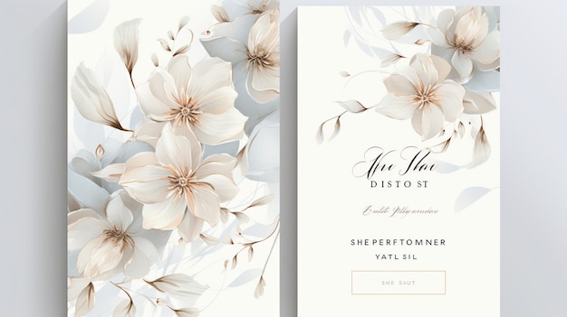 Carte d'invitation de mariage élégante de luxe avec image générée par AI de belle fleur aquarelle nature