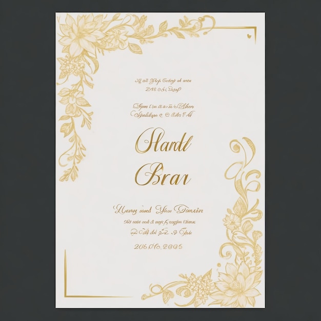 Photo carte d'invitation de mariage avec des fleurs et des fleurs dessinées à la main ornement décoration dessin dessin art style modèle